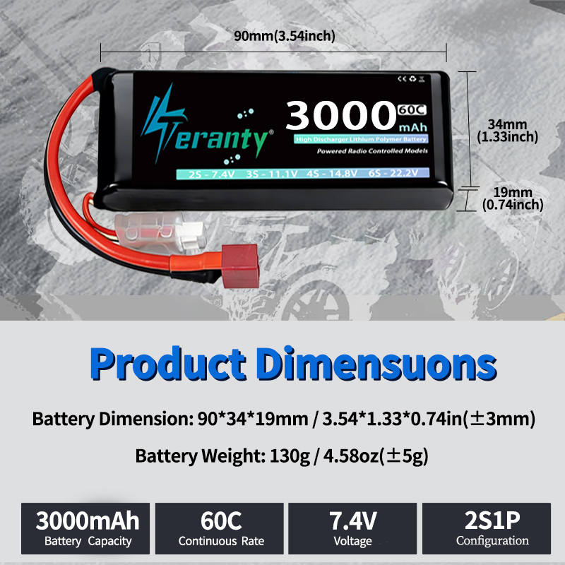 TERANTY 2S 3000mAh Lipo Batter - Rc Hobby Grade Car ulasan dan harga