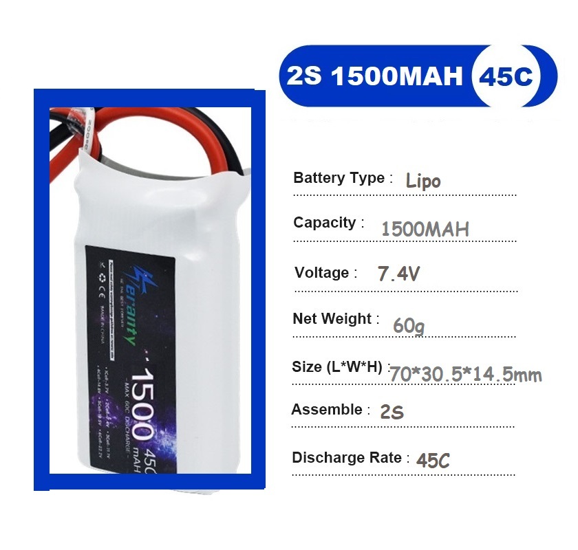 2PCS 7.4V Lipo 2S Battery 1500 - Rc Hobby Grade Car ulasan dan harga