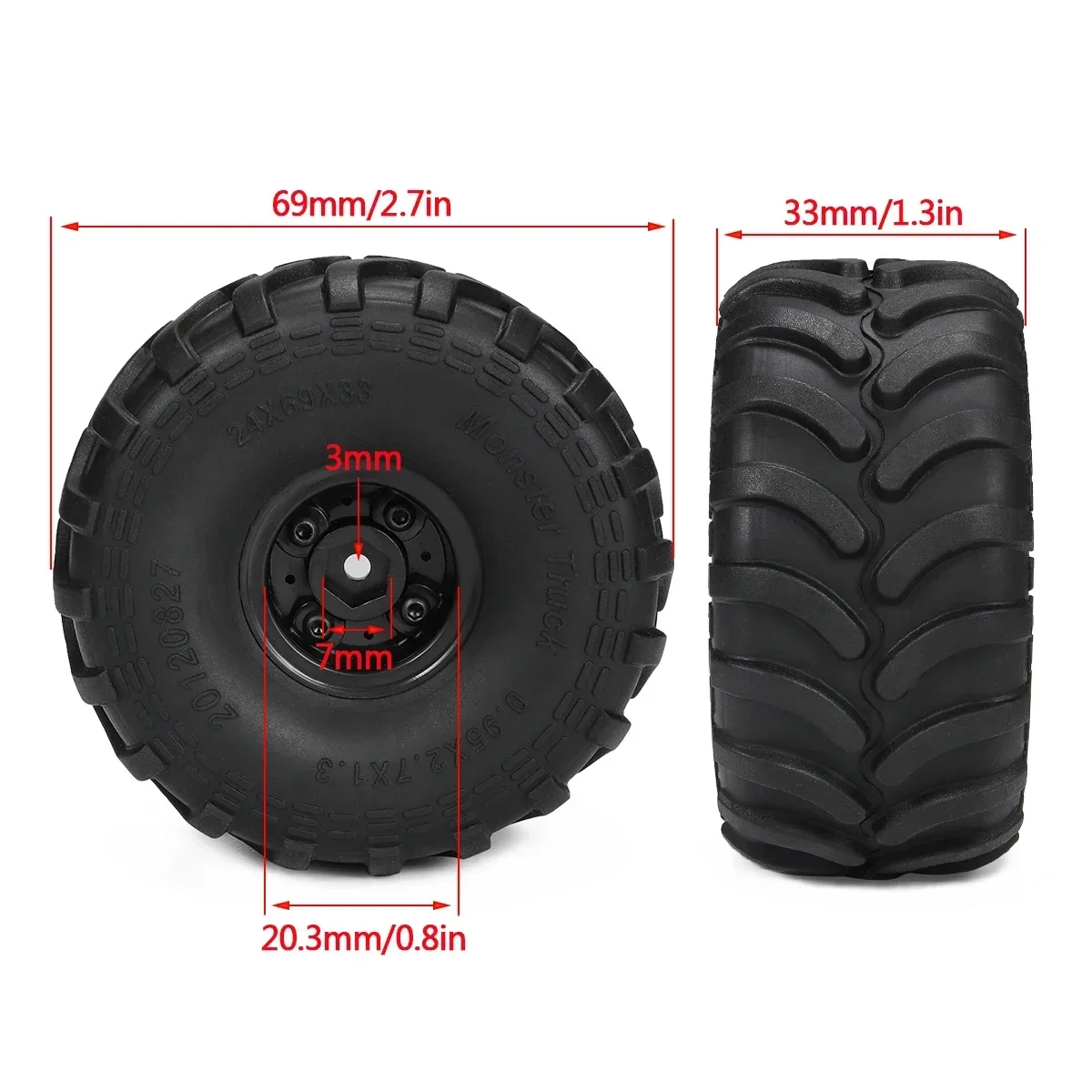 4pcs Monster Truck Tires with  - Rc Tire Foam Insert ulasan dan harga