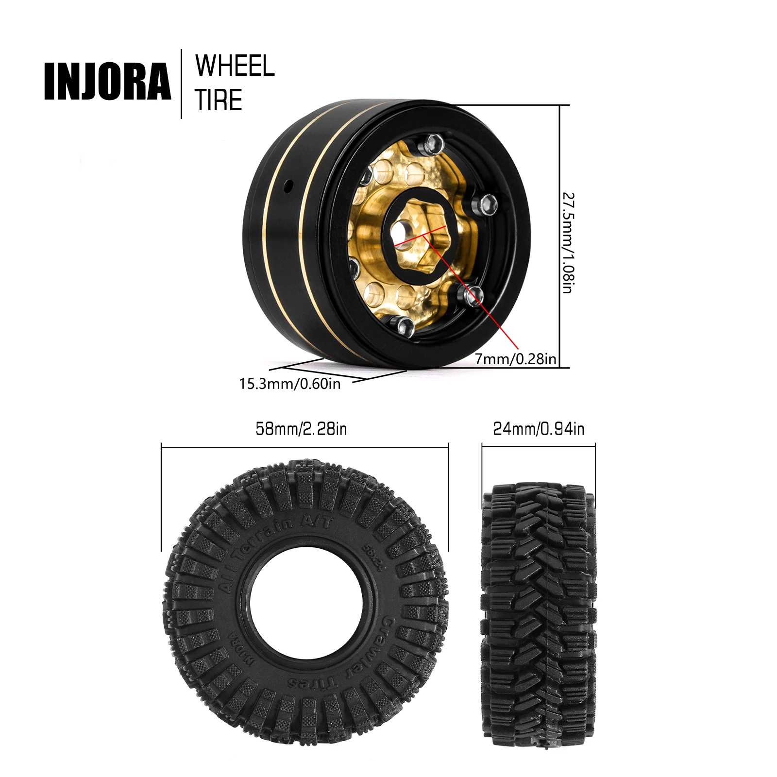 INJORA Black Coating Brass 1.0 - Rc Tire Foam Insert ulasan dan harga